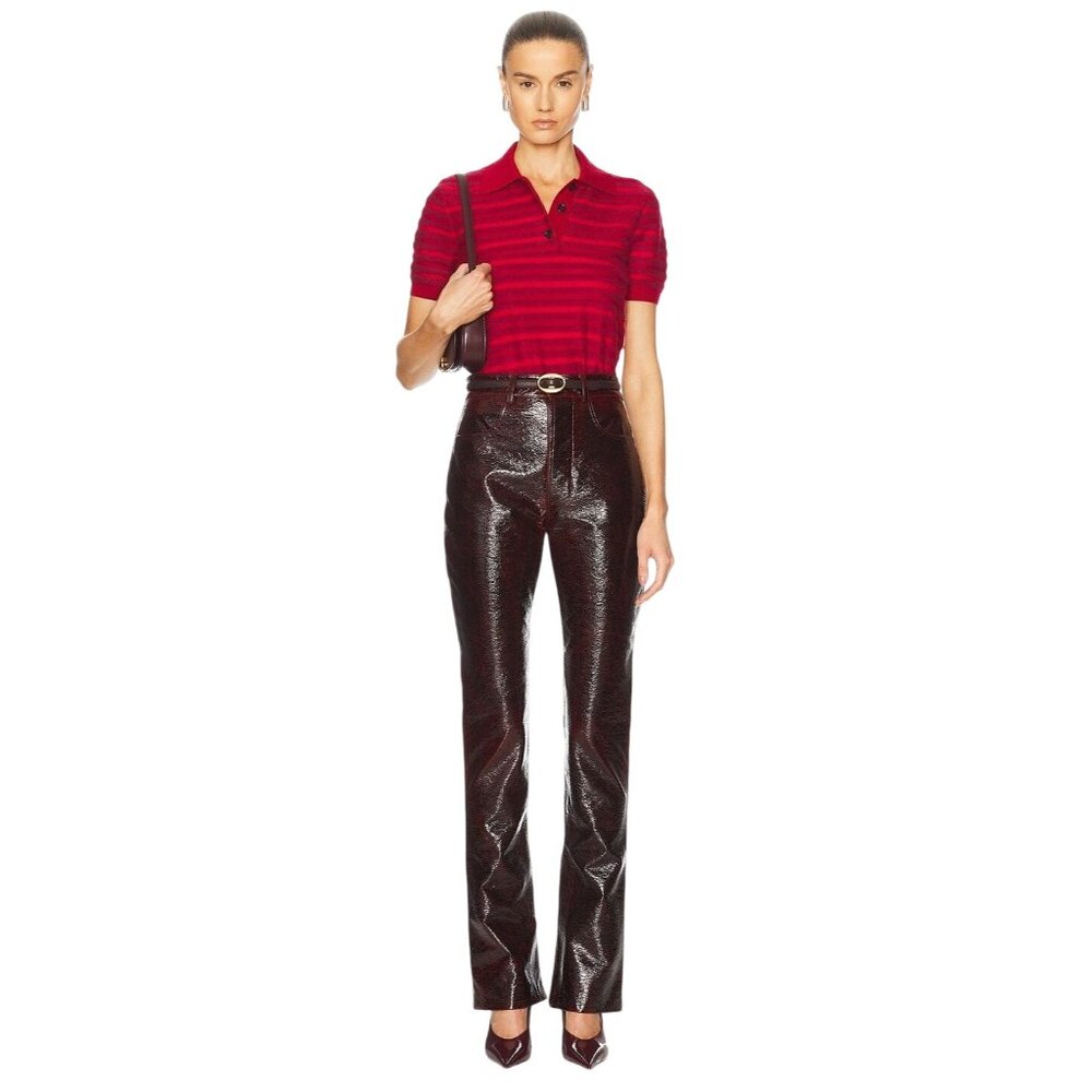 GALVAN Oldboy Laminated Wool Trouser in Oxblood 38 New Womens Vegan Pants